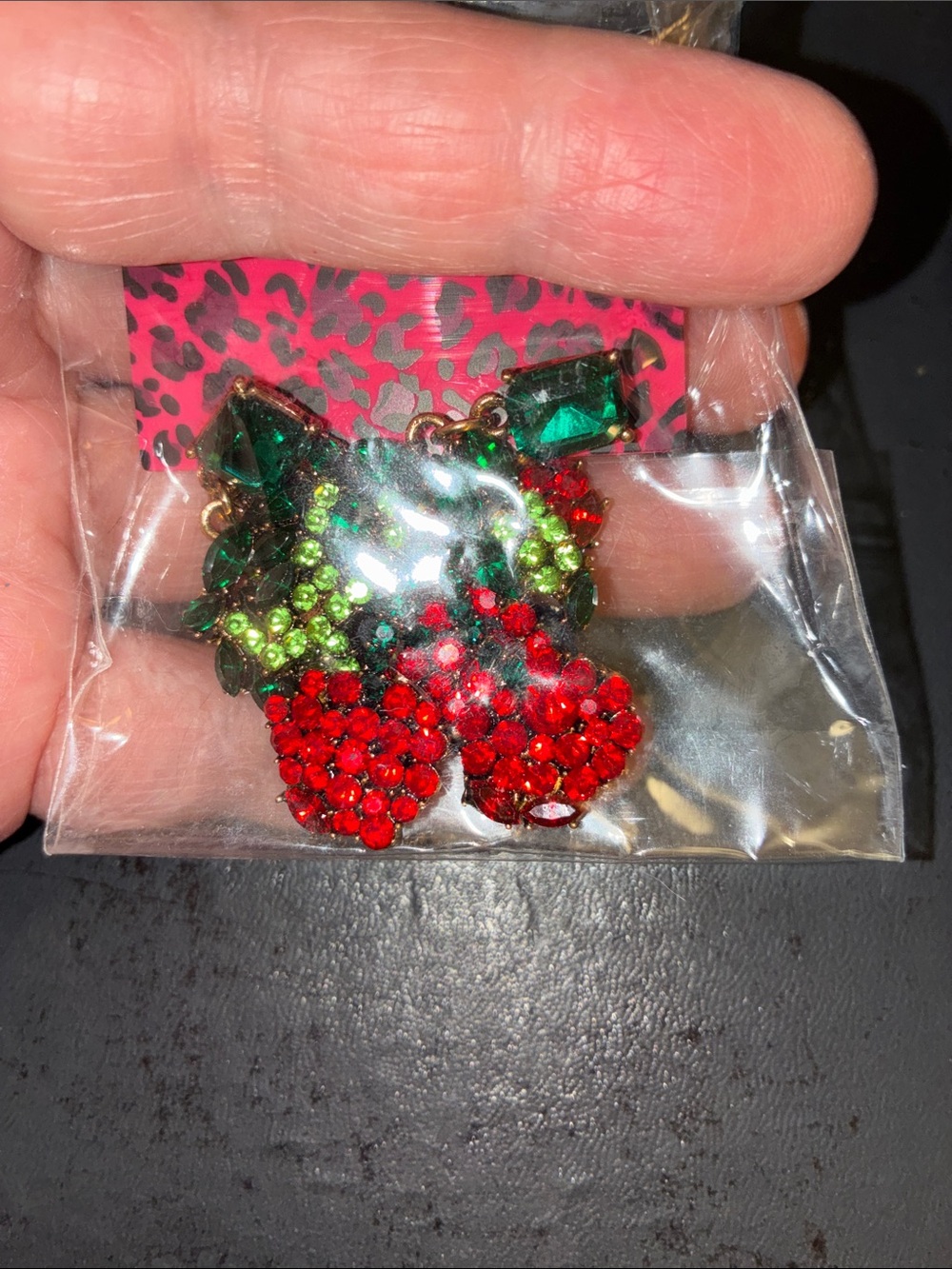 Sparkling Red & Green Eye Catching Cherry Earrings